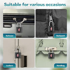 4 Pack TSA Luggage Locks with Key - Black Neon Square for Suitcase Backpack Travel Security Accessories