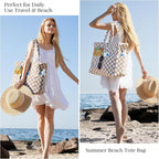Trifabricy Beach Bags for Women Waterproof Sandproof Women Tote Bag, Large Beach Bag with Zipper for Gym Travel Vocation