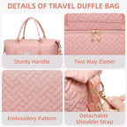 Duffle Bag for Travel, Weekender Bag with Shoe Compartment, Carry On Overnight Bag for Women with Toiletry Bag, Gym Bag with Wet Pocket, Hospital Bags for Labor and Delivery Beige