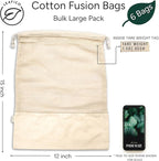 LEAFICO Reusable Produce Bags – 100% Cotton Mesh & Solid Hybrid (Large 12x15 inch 6 Pcs) – Storage Bags for Vegetables, Toys, Clothes, Travel Packing – Washable, Plastic-Free, Breathable, Zero Waste