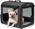 Dog Car Carrier Light Weight, 24×17.7×20.5in Dog Carrier for Cars Easy to Assemble, Dog Cars Crate Portable and Breathable, Foldable Pet Carrier for Outing, Dogs Travel Crate with Curtain Dark Gray