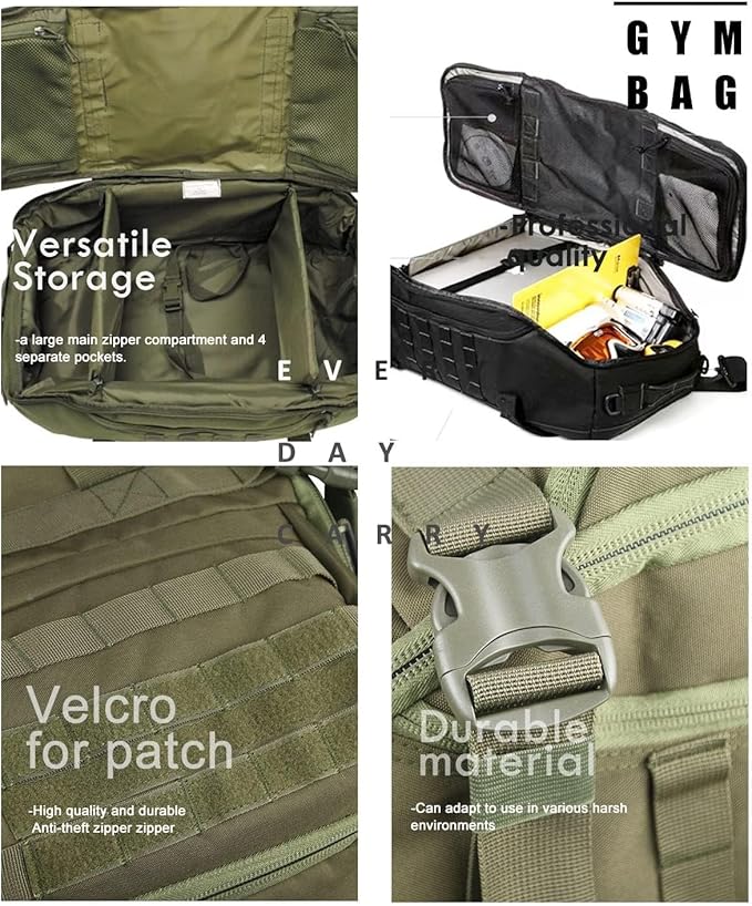 Miramrax Travel Duffle Bag Backpack for Men - Large Tactical Bags Weekender Gym Bag for Overnight Traveling Military Workout Deployment Sports (Green, 80L)