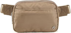 Pander Everywhere Belt Bag for Women, 5 Zipper Pockets Nylon Crossbody Fanny Pack Purse (Gray Brown)