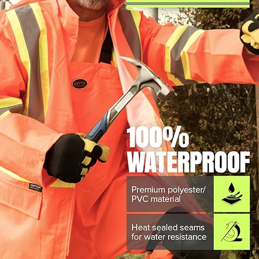 Pioneer Hi Vis Lightweight Waterproof Safety Rain Suit - Reflective Work Rain Gear for Men and Women