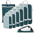 Percover Compression Packing Cubes 8-Piece Set, Packing Cubes Compression for Travel with Laundry Bag & Shoe Bag, Travel Organizer for Carry On & Checked Luggage, Peacock Green
