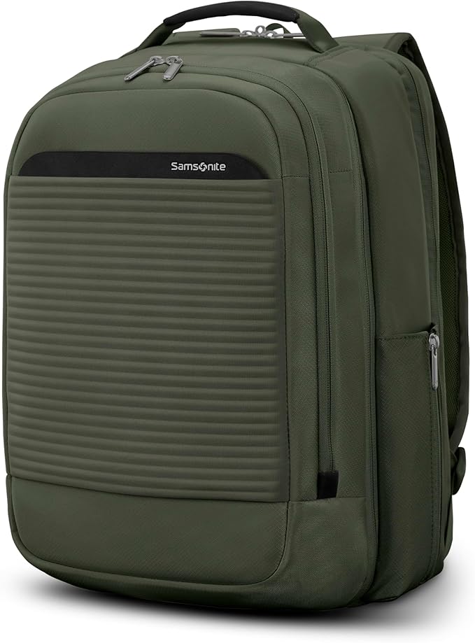 Samsonite Paralux 2-in-1 Travel Backpack, Converts into Main Bag + Go Bag, Lay-Flat Packing, StackIt™ Strap, Laptop Sleeve & Integrated AirTag™ Holder - Business & Adventure Travel Bag - Olive