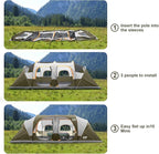 CAMPROS CP Tent 12-Person-Camping-Tents,3 Room Family Tents,Waterproof Windproof Family Tent with Top Rainfly,6 Large Mesh Windows,Double Layer,Easy Set Up, Portable with Carry Bag-20' x 9' x 72"(H)