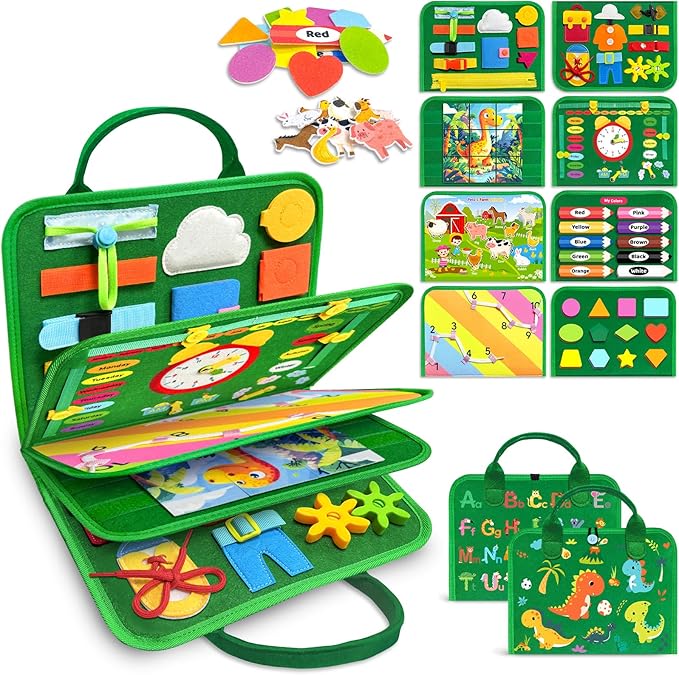 Gojmzo Busy Board Montessori Toys for Toddler Year Old Boy Girl Birthday Gifts, Busy Book Sensory Toys for Toddlers, Learning Educational Toddler Travel Activities