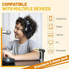 rockpapa Comfort Kids Headphones for School, Lightweight Foldable Portable Childs Boys Girls Teens Headphones Wired 3.5mm with 4.9ft Cord for Travel Airplane Tablet Phone Pad Laptop Black