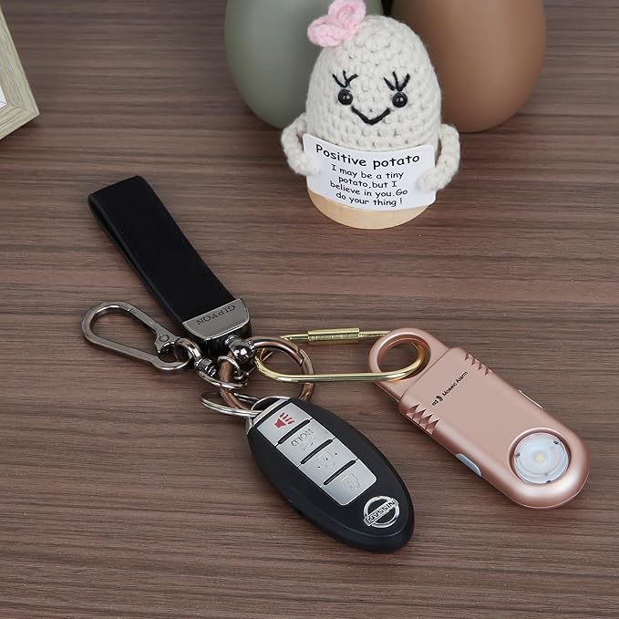 135dB Rechargeable Personal Safety Alarm Built-in Ultra-Bright Flashlight Non Slip Grip Keychain Emergency SOS Siren for Women, Students, Night Runner. Loud Sound Hiking Bear Alerts Hook. Rose Gold