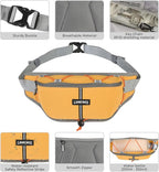 Fanny Pack for Women Men, Water-Resistant Travel Waist Pack with RFID Blocking, Wide Opening Crossbody Belt Bag for Phone, Passport, Small Hip Pack for Running, Hiking, Workout（Ginger）
