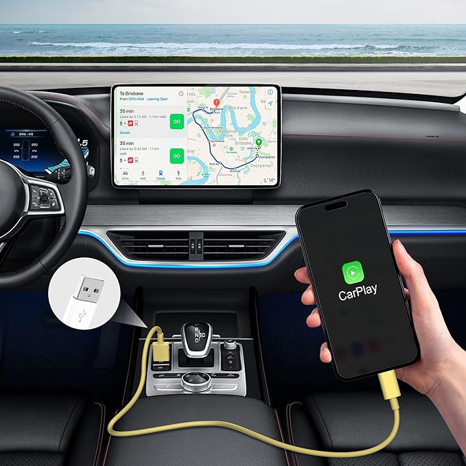 FUPYWP Car iPhone Carplay Cable, Car Charger Cord, USB A to Lightning Cable Fast Charging & Data Transfer for iPhone 14/13/12/11 Pro Max XR XS X 8 7 6 Plus SE Tangle-Free,3ft Yellow