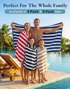 LANE LINEN Beach Towels 4 Pack - Premium 520 GSM Beach Towel, (30" x 60") 100% Cotton Pool Towel for Adults - Qick Dry Large Towels, Soft & Highly Absorbent Set for Travel & Vacation - Ocean Breeze