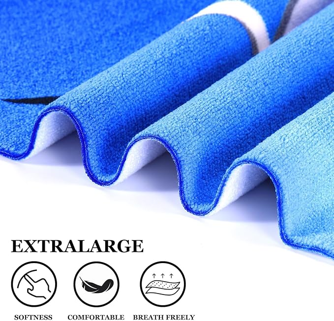 2 Packs Oversized Beach Towel Set Extra Large Big XL Pool Camping Swim Clearance Towels 36x72 Soft Blanket Cruise Essentials Accessories Must Haves Vacation Necessities Adult Blue Stripe Flower