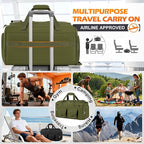 RAINSMORE 3 in 1 Gym Bag for Men, 45L Large Sports Duffle Bag with Shoe Compartment and Wet Pocket, Water-Resistant Tactical Backpack Carry On for Travel, Workout & Military Gear, Green
