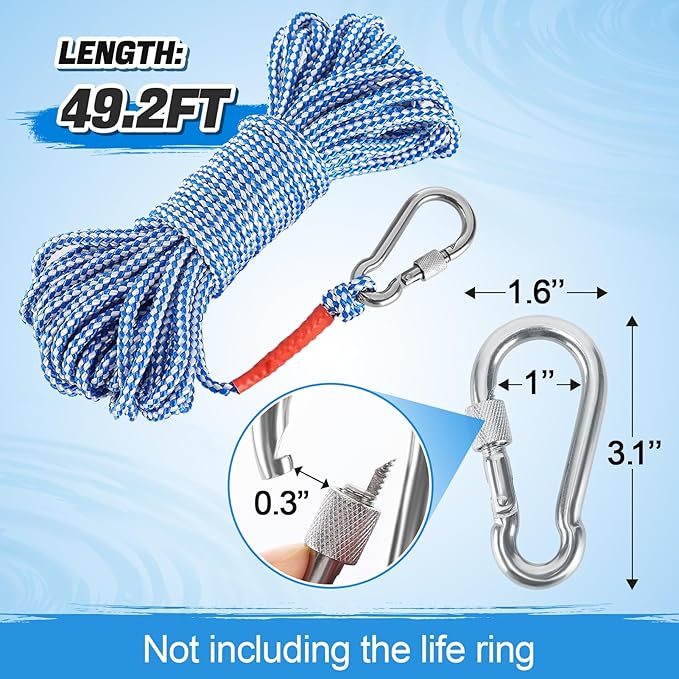 Water Floating Lifesaving Rope - Professional Throwing Pool Life Preserver Rope Line for Swimming Small Kayak Inflatable Boat