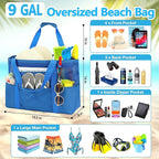 Fammart Mesh Beach Bag, Large Beach Tote with Zipper Pocket, Toys Pool Bag for Family Travel Vacation Cruise Essentials