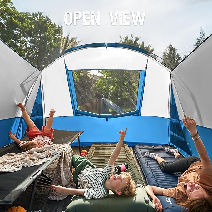PORTAL 6/8/10 Person Family Camping Tent with Screen Room, Water Resistant Big Tunnel Tents with Rainfly, Large Family Tent for Camping, Outdoor, Patio