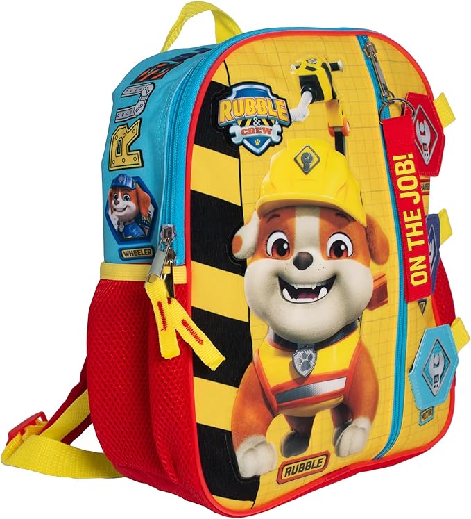 AI ACCESSORY INNOVATIONS Rubble & Crew Interactive 12” Mini Backpack For Kids, Paw Patrol School Bag for Pre School & Kindergarten