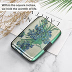 ELFISH Mini RFID Aluminum Wallet Credit Cards Holder Business Card Case Metal ID Case for Men Women(Iris Flower 2#)