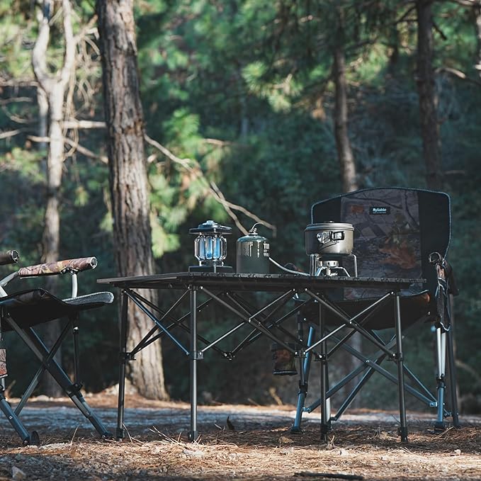 Byliable Camping Table Folding Portable Camp Aluminum Fold Up Lightweight Roll Up Table Adjustable Height with Carry Bag Indoor Outdoor for Camping, Picnic, Backyard, BBQ, Patio, Black