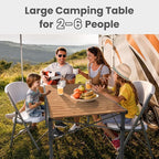 Join Nature 46.4" Large Camping Table for 2-6 People - Heavy Duty Camp Table Foldable with Aluminum Roll-Up Top & Carry Bag - 220lbs Capacity, Portable for BBQ, Tailgating, Backyard (Natural)