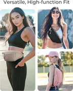 BAGSMART Large Capacity Fanny Packs for Women, Adjustable Fashion Waist Packs with Multiple Pockets, Durable Belt Bag for Traveling Workout Hiking, Beige