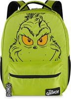 AI ACCESSORY INNOVATIONS Dr. Suess’s The Grinch Backpack for Boys & Girls Featuring a Big Face Grinch, 16”Bookbag w/Molded Nope Dangle, Green