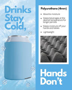 PartyPrints 100 Pack Placid Blue Blank Can Cooler Sleeves, Customizable Bulk Insulated Foam for Beer, Collapsible Plain Drink Holder, Cold Soda Insulator, 12oz Regular, 16oz Tall Cans