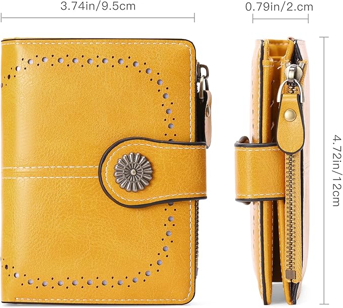 Small Wallet for Women Bifold Credit Card Holder RFID Blocking with Zipper Pocket