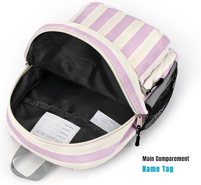 STEAMEDBUN Corduroy Toddler Backpack for Girls Boys 2-4, Kids Preschool Backpack for Kindergarten - Stripe