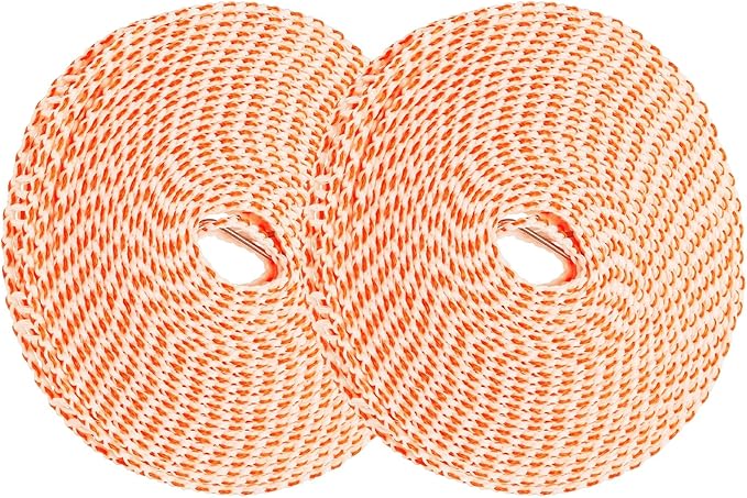 uxcell 2 Pcs Portable Travel Clothesline, 26.2ft Clothes Line Outdoors Travel Hanger Foldable Clothesline Rope with Hooks for Camping Hotel Backyard Home Cruise Ship, Orange