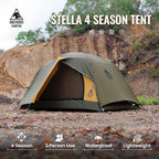 OneTigris Stella 4 Season Camping Tent Backpacking Waterproof Lightweight Easy Setup Instant 3000mm Waterproof Rating Outdoor Hiking Tent