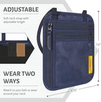 VENTURE 4TH Slim Passport Holder Neck Pouch with RFID Blocking Travel Neck Wallet and a Nylon Lining (Navy)