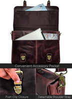 RUSTIC TOWN 16" Leather Laptop Messenger Bag for Men - Full Grain Leather Briefcase Computer Satchel Office Crossbody Bag