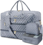 Large Women Travel Duffle Bag, Weekender Bags for Women with Shoe Compartment, Carry on Overnight Bag with Toiletry Bag, Gym Duffel Bag with Wet Pocket, Hospital Bags for Labor and Delivery 3 PCS Set