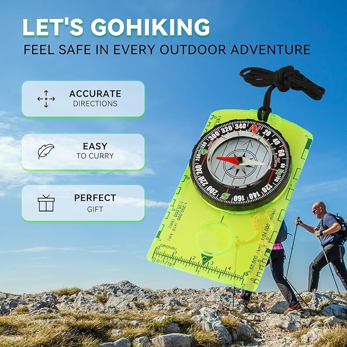 Compass Hiking Survival, Wilderness Survival Compass for Kids- Magnetic Gear Set Navigation Map- Backpacking Camping Hunting Survival