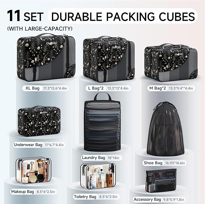 11 Set Packing Cubes for Travel, Gifts for Women Mom,Anti-Tearing Suitcase Organizer,OlarHike Vacation Essentials & Accessories for Cruise Ship