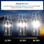 Etekcity Lantern Camping Essentials Lights, Led Flashlight for Power Outages, Battery Operated Lamp for Emergencies, Survival Gear, Hurricane Preparedness Items, Water Resistant, 2 Pack, Black