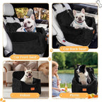 HiPetpy Dog Car Seat 6" Elevated Memory Foam Booster Seat for Small Medium Dogs Under 35 lbs with Pet Blanket, Washable Pet Car Seat with Safety Leash, Anti-Slip Base and Storage Pockets