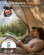 USONE Misting Fan, Portable Camping Fan Rechargeable, Battery Powered Fan for Camping with Light, Remote & Timer, Hanging Tent Fan with Hook for Outdoor fishing, Travel, Work/Summer Essential