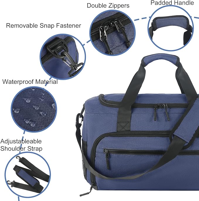 Gym Bag for Men Women, Sport Duffle Bag with Wet Pocket & Shoes Compartment, Water Resistant Overnight Weekender Bag Duffel Bag