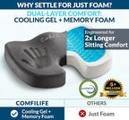 ComfiLife Premium Gel & Memory Foam Seat Cushion – Doctor Recommended Office Chair Cushion, Car Seat Cushion – Chair Cushions for Back & Sciatica Pain Relief – Seat Cushions for Office Desk (Charcoal)