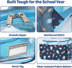 Bagseri Clear Backpack for Boys - 15 Inch Heavy Duty Kids Clear Bookbag for Kindergarten to Grade 2, Transparent School Bag with Reflective Strip, Fits Folders, Navy Space