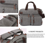 CROCOD 3 In 1 Canvas Convertible Laptop Bag for Men Women, 17.3 inch Laptop Messenger Bag Work Briefcase, Computer Shoulder Bag for Travel Business Office (17.3 Inch, Grey) | 3 In 1, Multi-pocket