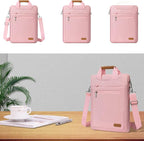 MOSISO Vertical Laptop Shoulder Bag, 15-16 inch Computer Bags Compatible with MacBook Air 15 inch/Pro 16 inch, HP Dell Asus Acer Lenovo Notebook, Laptop Bag with Trolley Sleeve&Zipper Pockets, Pink