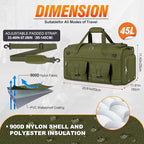 RAINSMORE 3 in 1 Gym Bag for Men, 45L Large Sports Duffle Bag with Shoe Compartment and Wet Pocket, Water-Resistant Tactical Backpack Carry On for Travel, Workout & Military Gear, Green