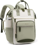 LOVEVOOK Laptop Backpack for Women Work Bag with Large Capacity Cup Side Pocket, 15.6 Inch Waterproof Computer Backpacks (Bean-green, 15.6INCH)