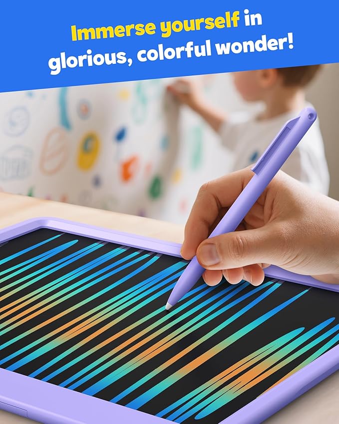 TEKFUN 12 Inch LCD Writing Tablet for Kids, Coloring Drawing Pad, Mess Free Doodle Board, Airplane Travel Toys for Boys and Toddlers, Road Trip Essentials, Gifts for 3-8 Year Old Girls (Purple)