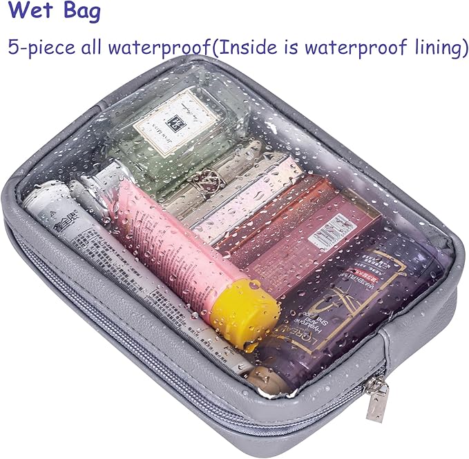 Remobia Hicol TSA Approved 5-Piece Diaper Bag Organizer Pouch Set Clear Waterproof TPU Kids Toiletry Storage Set Travel Packing Clutch Cube Bags for Baby Nursing (Dark Gray)